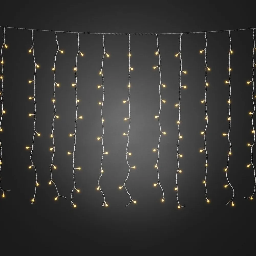 Perdea Luminoasa 3M x 3M, 300 LEDuri, Cablu Transparent, Lumina Foarte Calda, Conectabila 24M, de Exterior