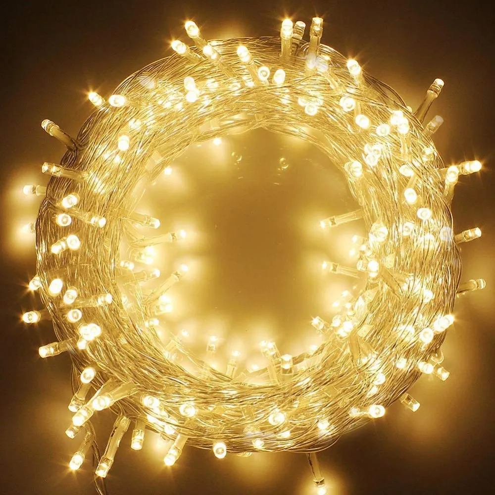 Ghirlanda Luminoasa Decorativa 50M cu 2500 LEDuri, Cablu Verde Inchis, Lumina Calda, Conectabila, de Exterior