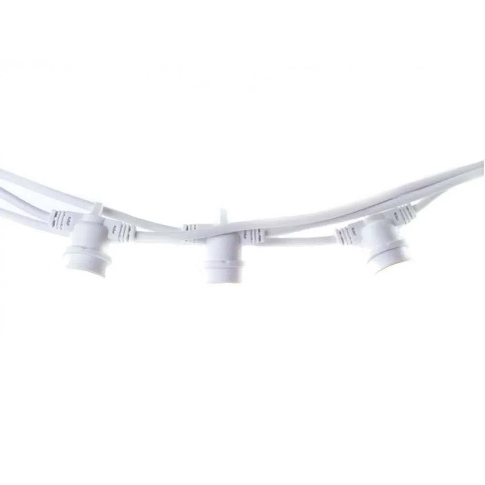 Ghirlanda Luminoasa 5M cu 10 Becuri LED Albe Mate, E27, 3W, Cablu Alb, Lumina Foarte Calda, Conectabila 195M, de Exterior
