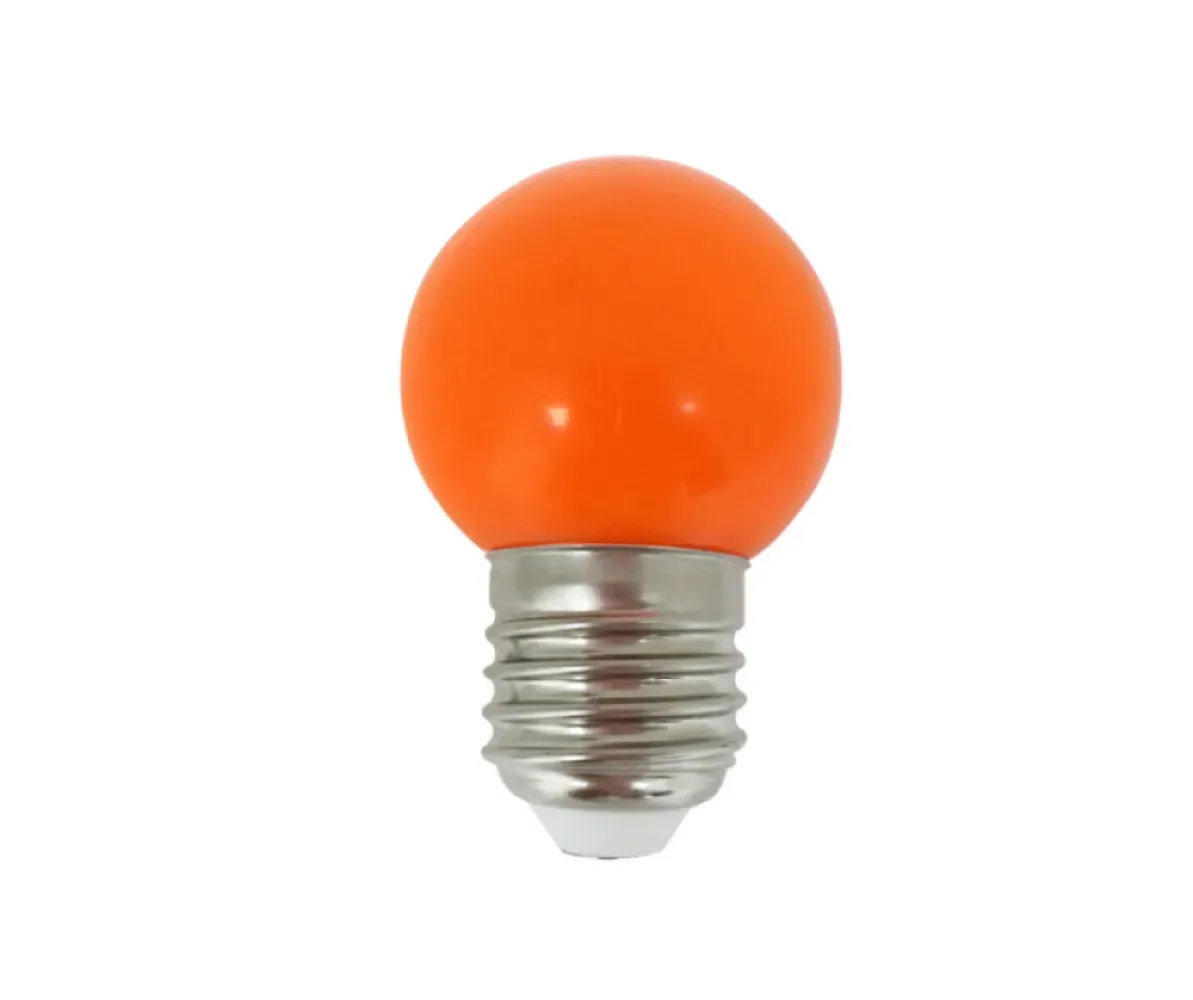 Ghirlanda Luminoasa 15M cu 15 Becuri LED, Portocalii, E27, 2W, din Plastic, Dimabile, G45, Pendul 1M, Cablu Negru, Lumina Calda, Conectabila 495M, de Exterior