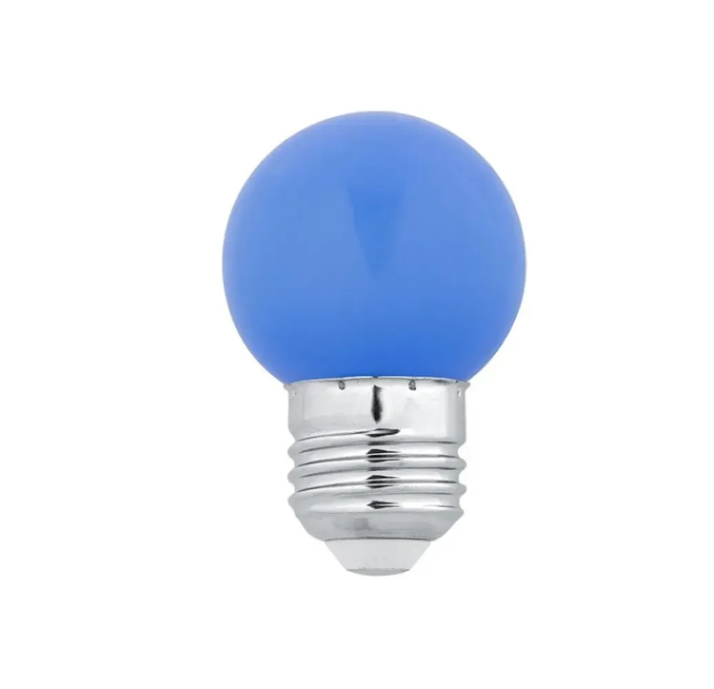 Ghirlanda Luminoasa 15M cu 15 Becuri LED, Albastre, E27, 2W, din Plastic, Dimabile, G45, Pendul 1M, Cablu Negru, Lumina Calda, Conectabila 495M, de Exterior