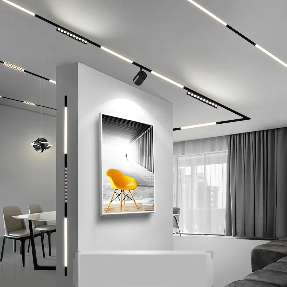 Spot LED, 12W, 230mm, Fix, Liniar, Pentru Sina Magnetica, 12 Surse de Iluminare, Negru