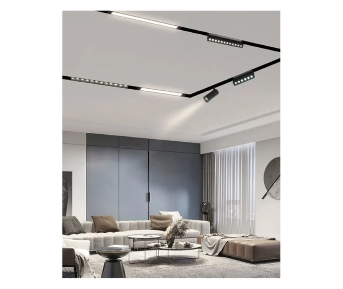 Spot LED 6W 122mm Negru Orientabil Liniar pentru Sina Magnetica