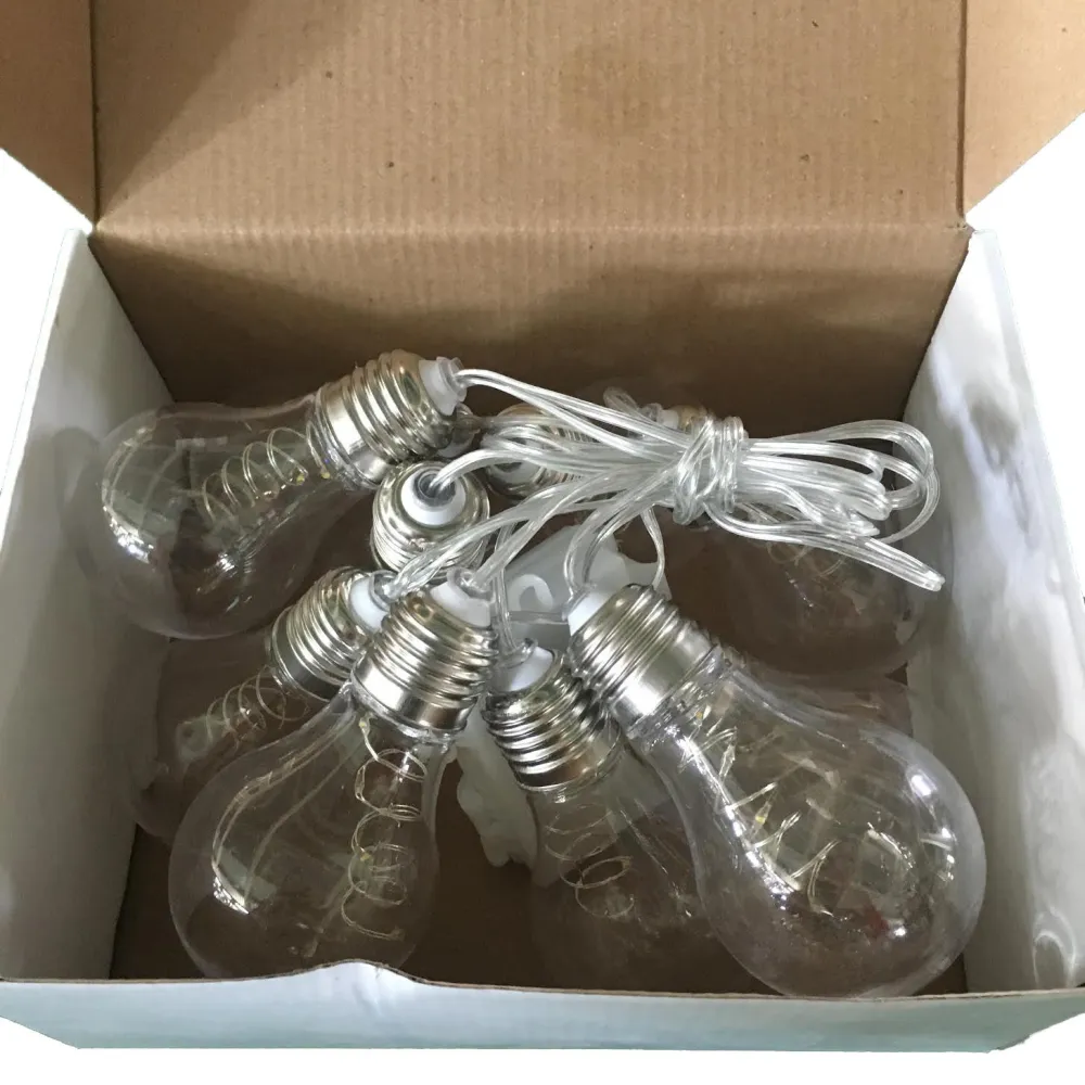 Ghirlanda Luminoasa Decorativa 2M cu 10 Globuri Transparente cu 50 MiniLEDuri, Cablu Transparent, Lumina Calda, cu Baterii, de Exterior