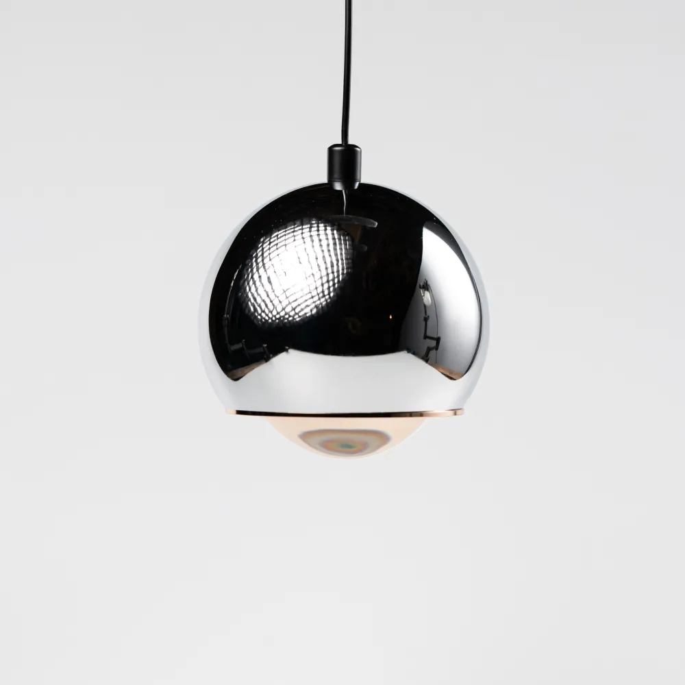 Lampa Pendul LED Bridgelux Glob 8W din Acril Ø100, Crom
