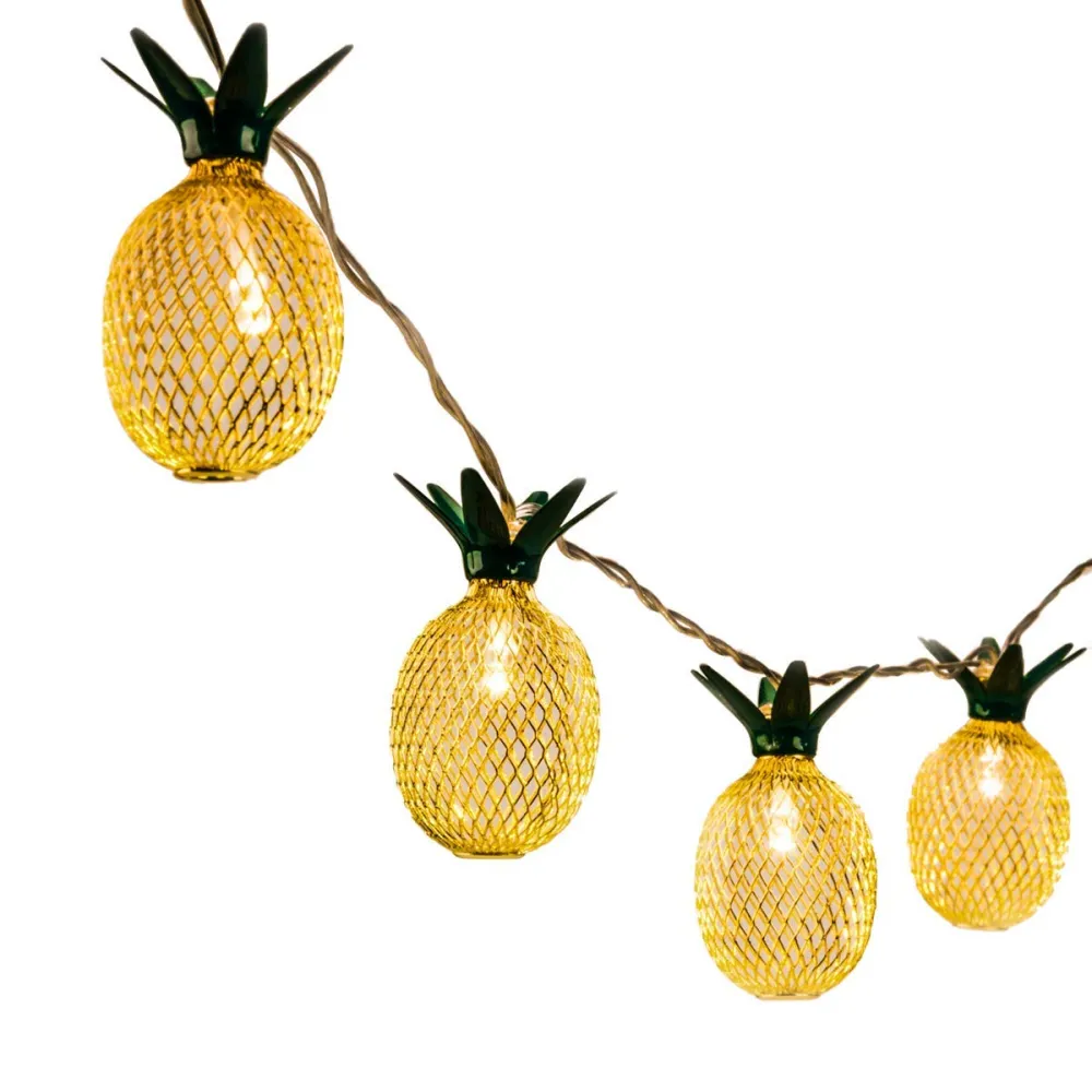 Ghirlanda Luminoasa Decorativa 4M cu 20 LEDuri in forma de Ananas, Lumina Calda, cu Baterii