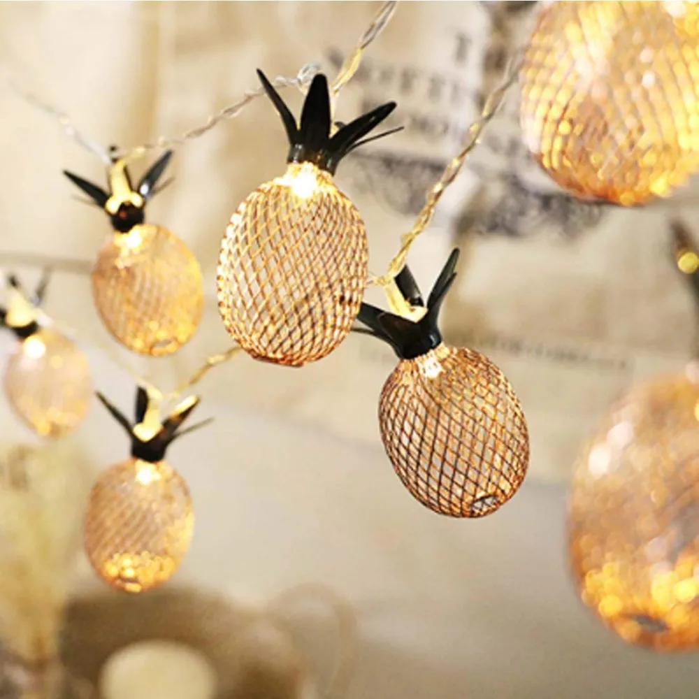 Ghirlanda Luminoasa Decorativa 4M cu 20 LEDuri in forma de Ananas, Lumina Calda, cu Baterii