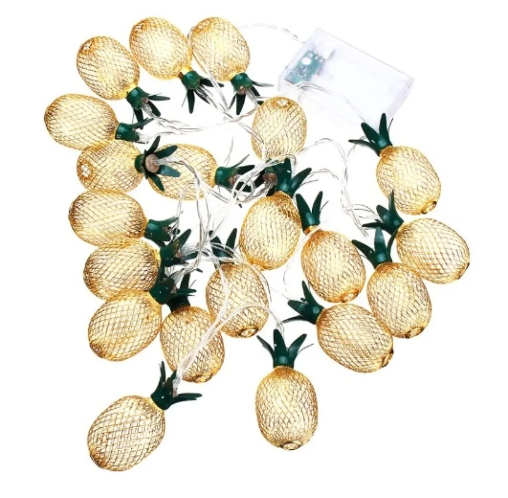 Ghirlanda Luminoasa Decorativa 4M cu 20 LEDuri in forma de Ananas, Lumina Calda, cu Baterii