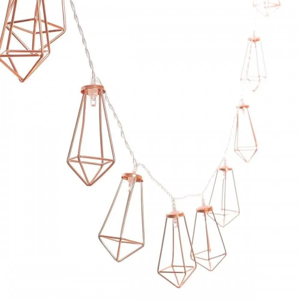Ghirlanda Luminoasa Decorativa 4M cu 20 Forme Geometrice Aramii cu LED, Lumina Calda, cu Baterii