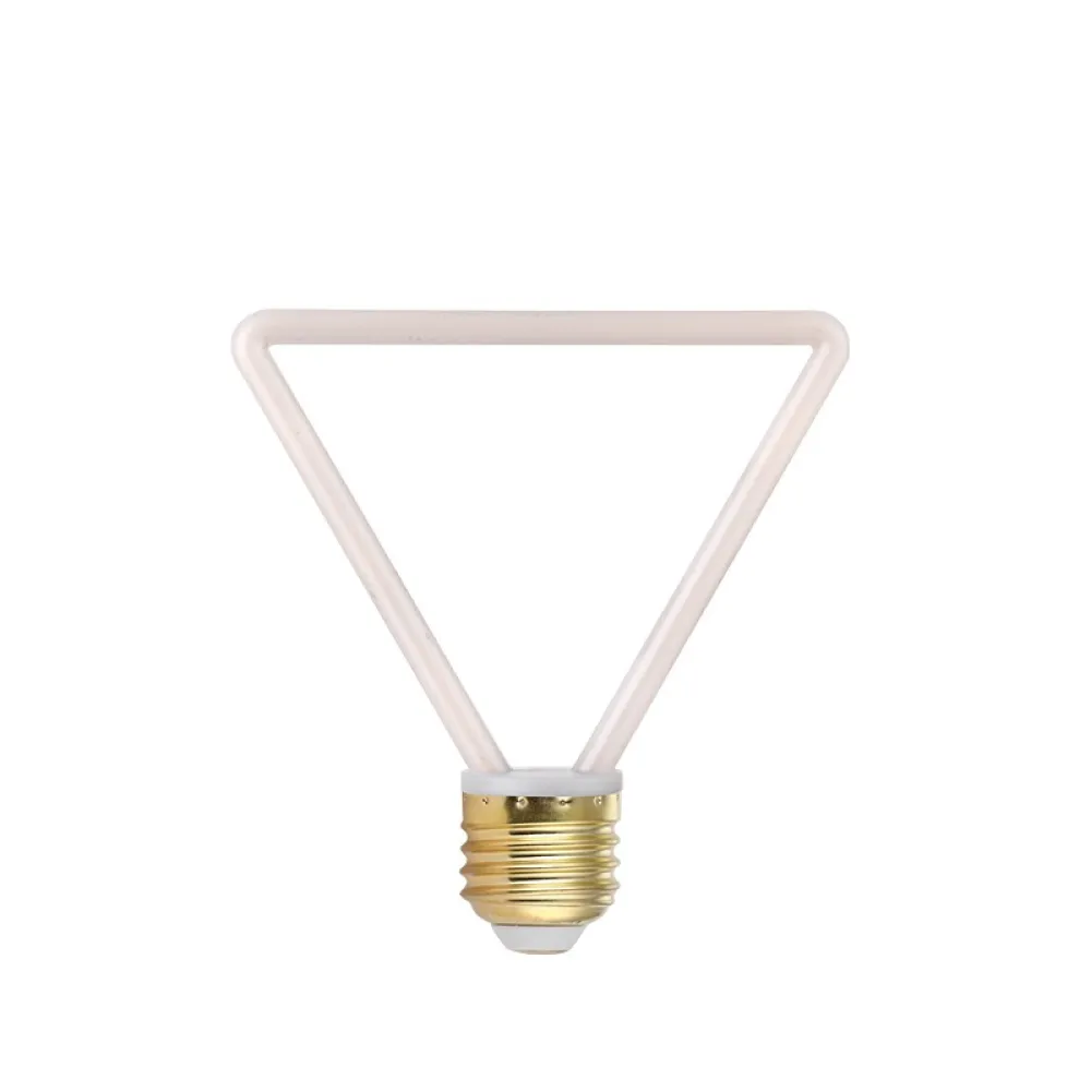 Ghirlandă Luminoasă 30M cu 30 Becuri Bec LED cu Efect Neon 4W, din Plastic, Dimabil, E27, Triunghi, Lumina Foarte Calda, de Exterior, Cablu Negru fără Pendul.