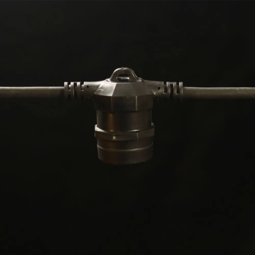 Cablu Ghirlanda Luminoasa 10M cu 20 Fasunguri E27, Cablu Negru 2x1mm2, Conectabil 1000W, de Exterior