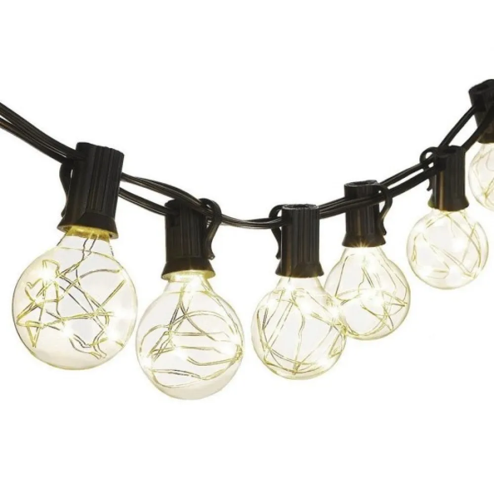 Ghirlanda Luminoasa 3.5M cu 12 Becuri cu MiniLEDuri, Cablu Negru, Lumina Calda, Conectabila 14M, de Exterior