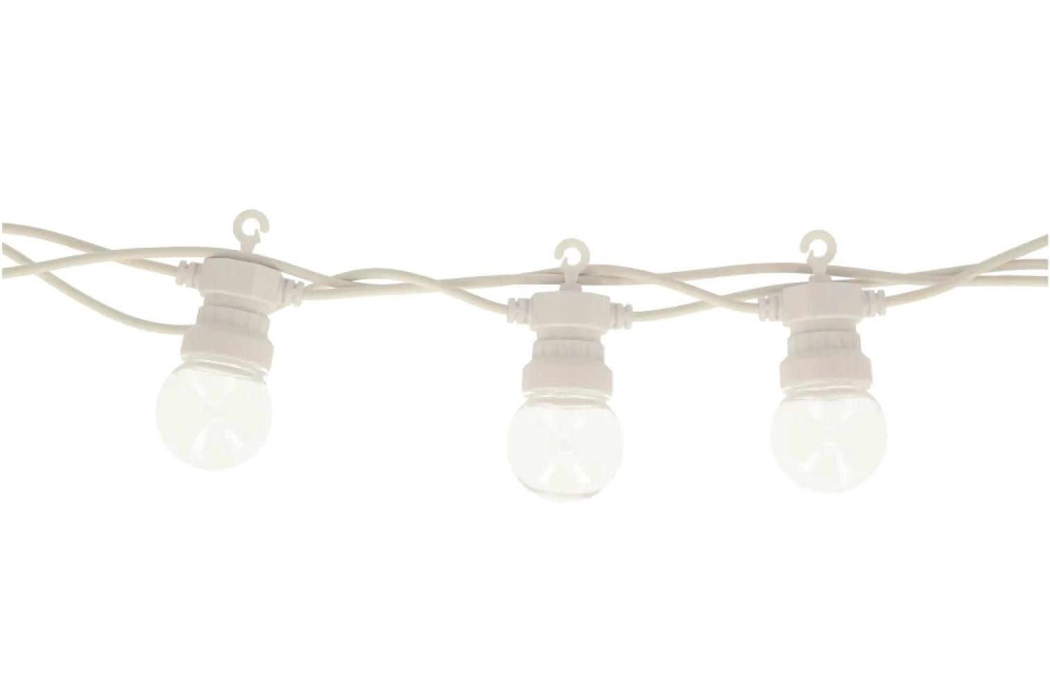 Ghirlanda Luminoasa 10M cu 20 Globuri Clare, Cablu Alb, Lumina Naturala, Conectabila 30M, De Exterior