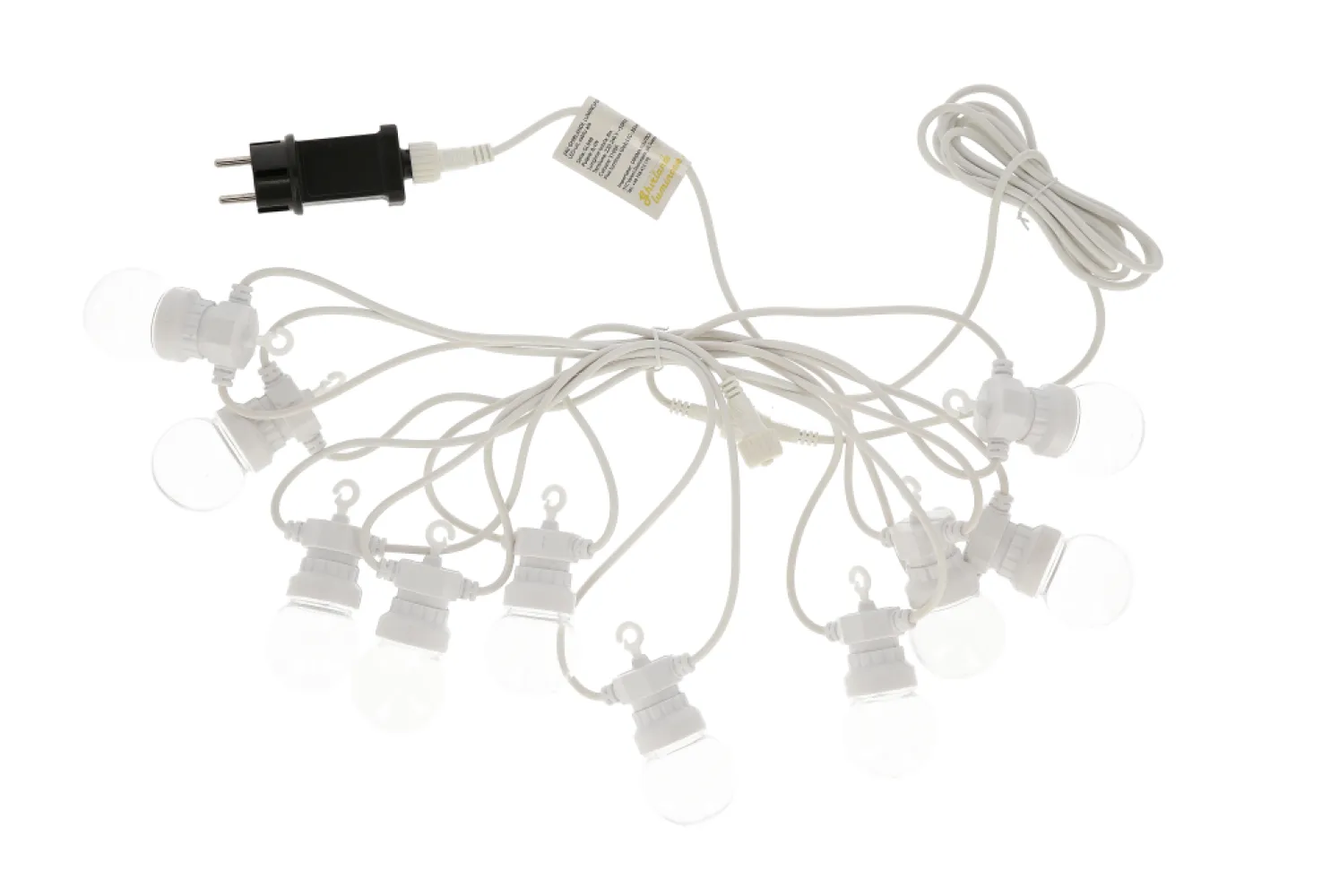 Ghirlanda Luminoasa 10M cu 20 Globuri Clare, Cablu Alb, Lumina Naturala, Conectabila 30M, De Exterior