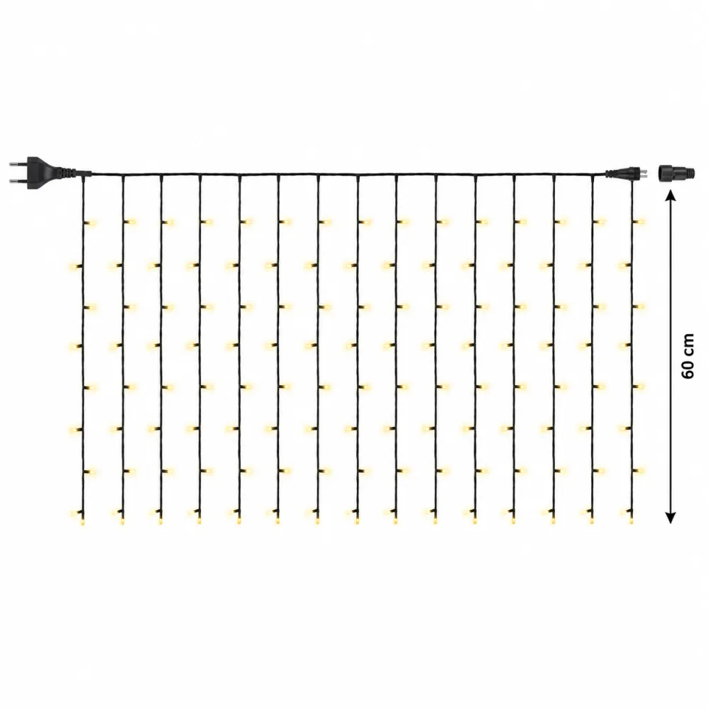 Perdea Luminoasa 10M x 0.6M, 300 LEDuri, Cablu Negru, Lumina Foarte Calda cu Flash Lumina Foarte Calda, Conectabila 30m, de Exterior