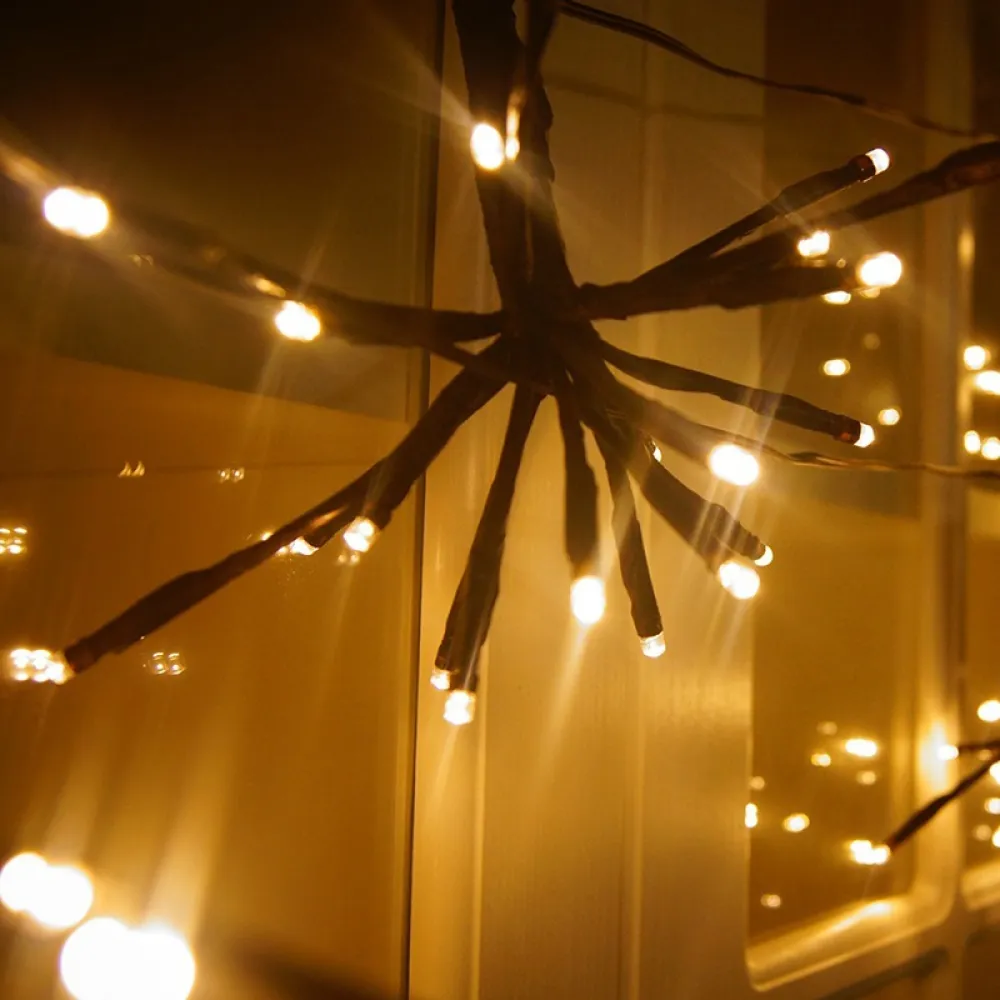 Ghirlanda Luminoasa 2M cu 100 LEDuri Artificii, Cablu Negru, Lumina Calda, de Exterior