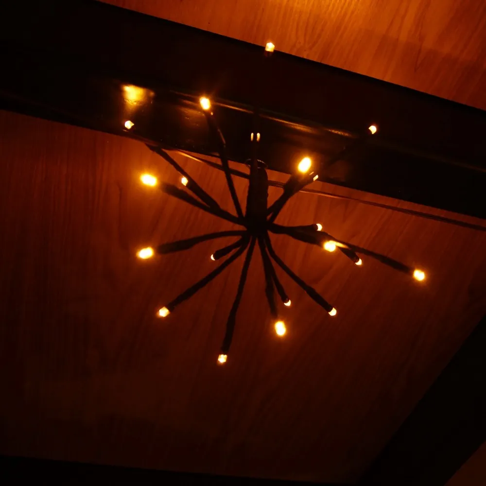 Ghirlanda Luminoasa 2M cu 100 LEDuri Artificii, Cablu Negru, Lumina Calda, de Exterior
