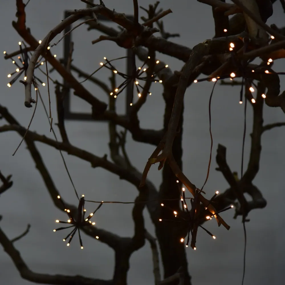 Ghirlanda Luminoasa 2M cu 100 LEDuri Artificii, Cablu Negru, Lumina Calda, de Exterior