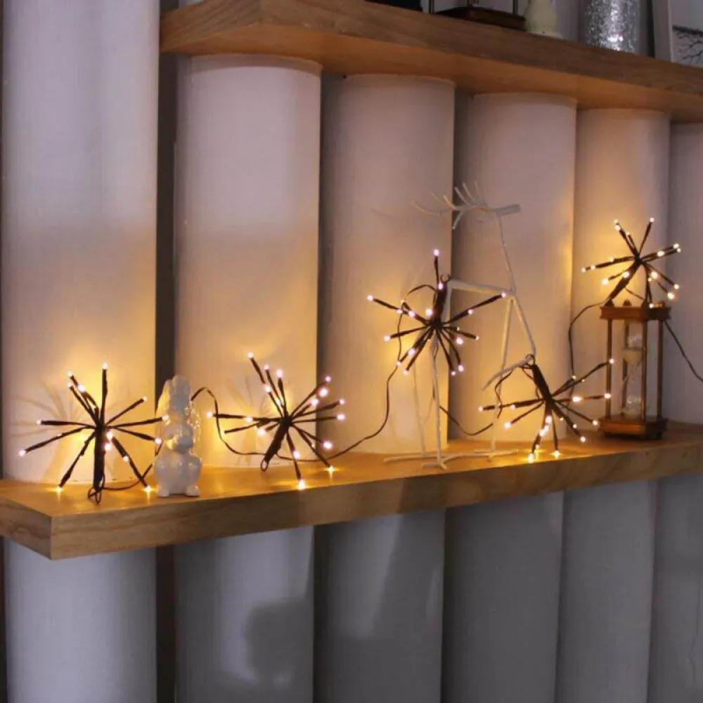 Ghirlanda Luminoasa 2M cu 100 LEDuri Artificii, Cablu Negru, Lumina Calda, de Exterior