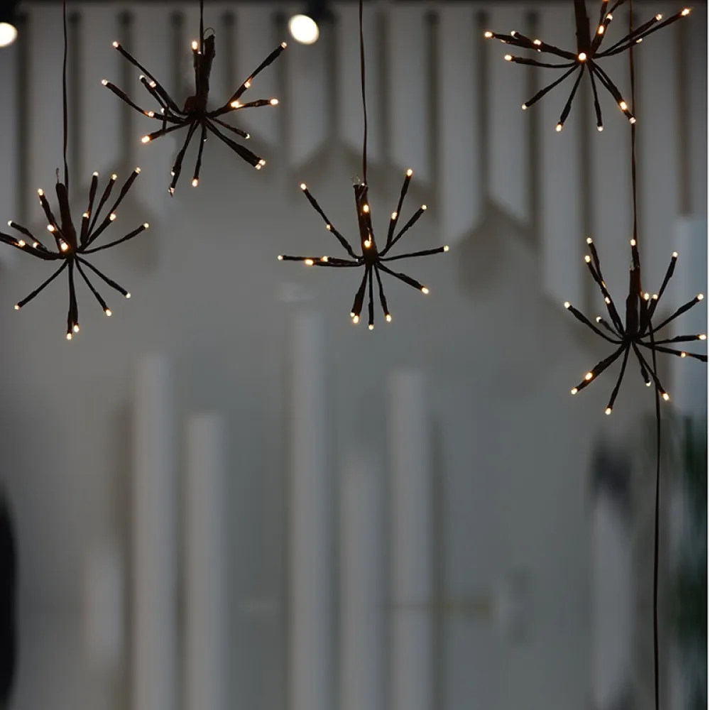 Ghirlanda Luminoasa 2M cu 100 LEDuri Artificii, Cablu Negru, Lumina Calda, de Exterior