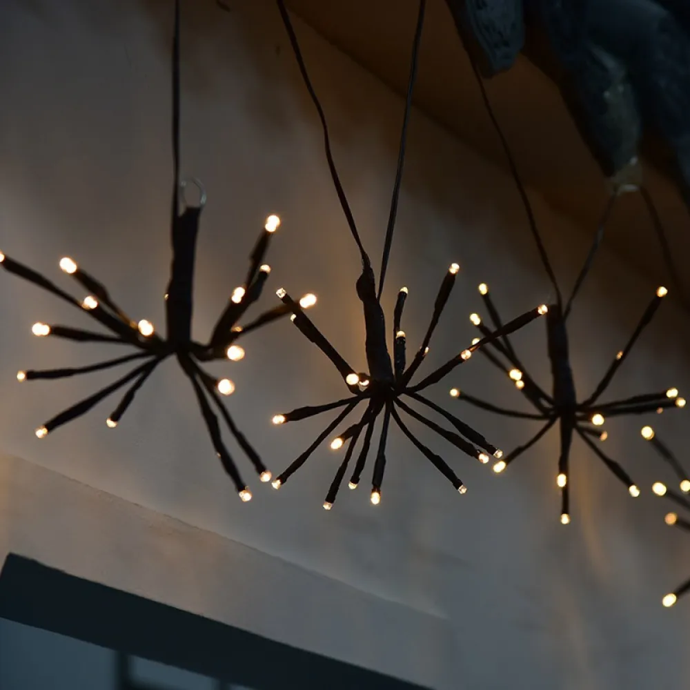 Ghirlanda Luminoasa 2M cu 100 LEDuri Artificii, Cablu Negru, Lumina Calda, de Exterior
