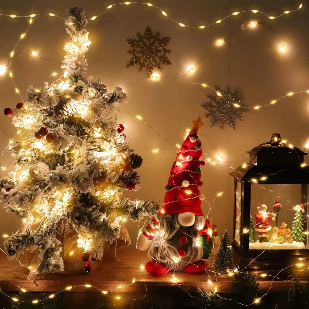 Ghirlanda Luminoasa Decorativa din Cupru 30M cu 300 miniLEDuri, 8 Programe, Lumina Calda, cu Transformator si Telecomanda, de Exterior