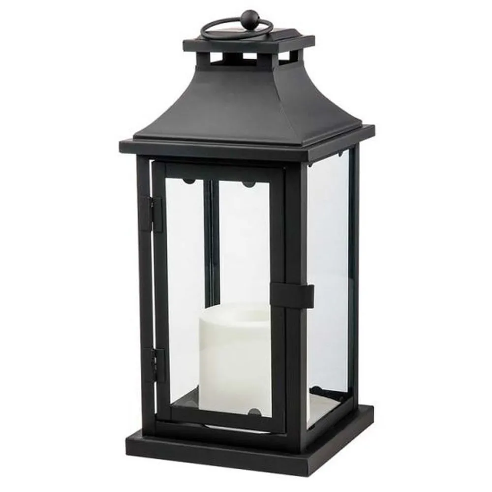 Felinar Metalic Mare cu Lumanare LED, Lumina Calda, cu Baterii