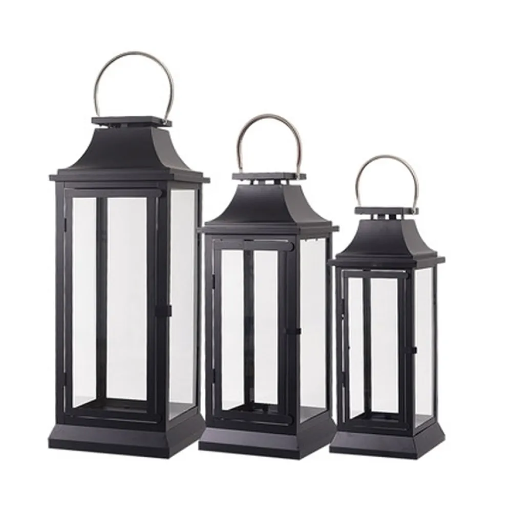 Felinar Metalic Mare cu Lumanare LED, Lumina Calda, cu Baterii