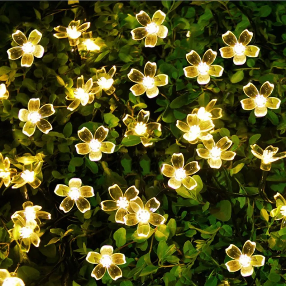 Ghirlanda Luminoasa Solara 10M cu 100 Flori cu LED, Lumina Calda, de Exterior