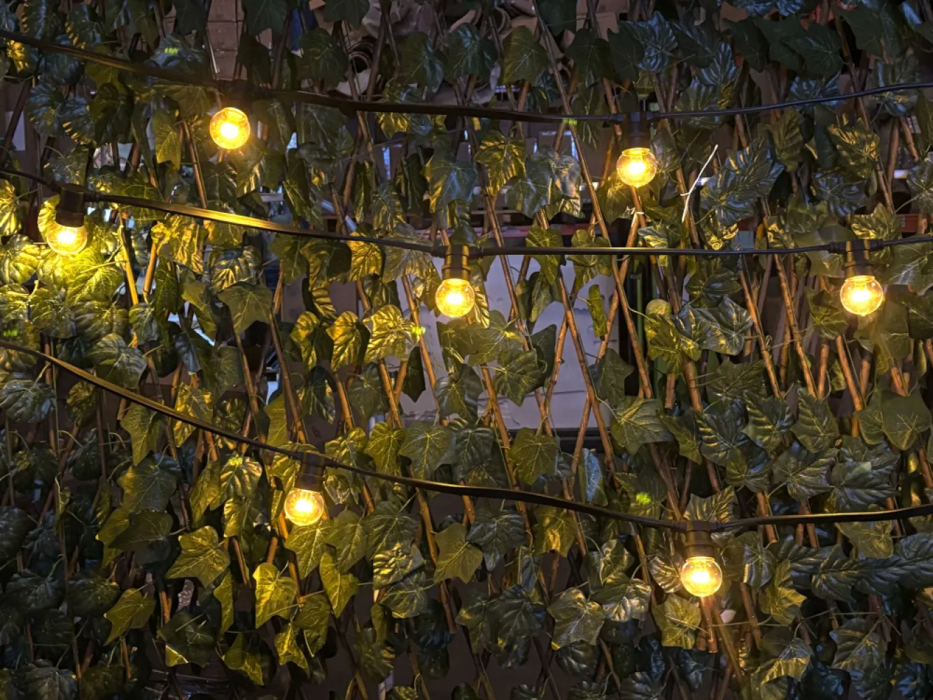 Ghirlanda Luminoasa 15M cu 15 Becuri cu 9 LEDuri, E27, 1W, Cablu cu Pendul Negru, Lumina Foarte Calda, Conectabila 650M, de Exterior