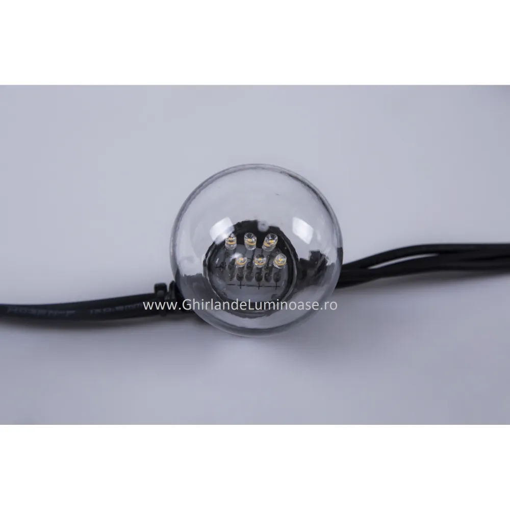 Ghirlanda Luminoasa 10M cu 20 LEDuri Speciale, Cablu Negru, Lumina Naturala, Conectabila 1000M, de Exterior