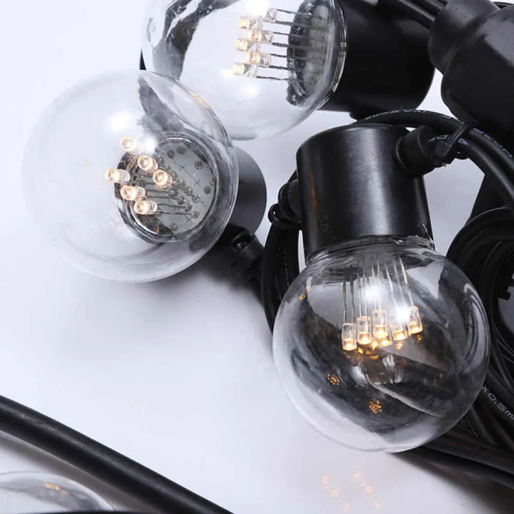 Ghirlanda Luminoasa 10M cu 20 LEDuri Speciale, Cablu Negru, Lumina Naturala, Conectabila 1000M, de Exterior