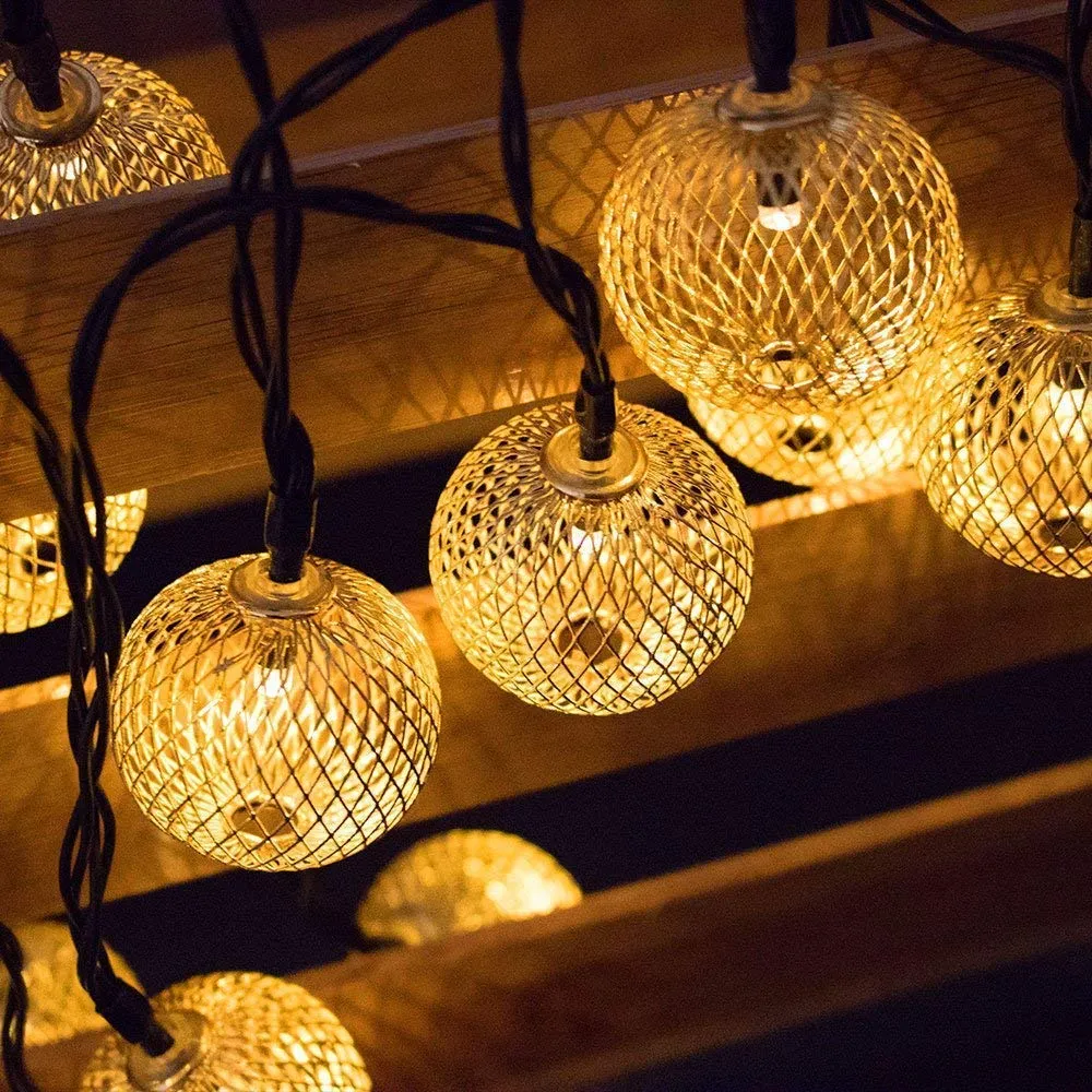 Ghirlanda Luminoasa 4.5m cu 30 Globuri Aurii si 30LEDuri, Lumina Calda, de Exterior