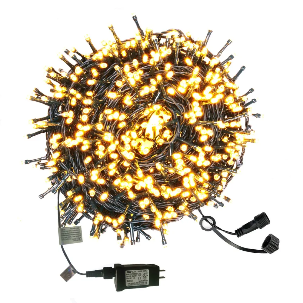 Ghirlanda Luminoasa 20m cu 200 LEDuri, Cablu Verde Inchis, Lumina Calda, de Exterior