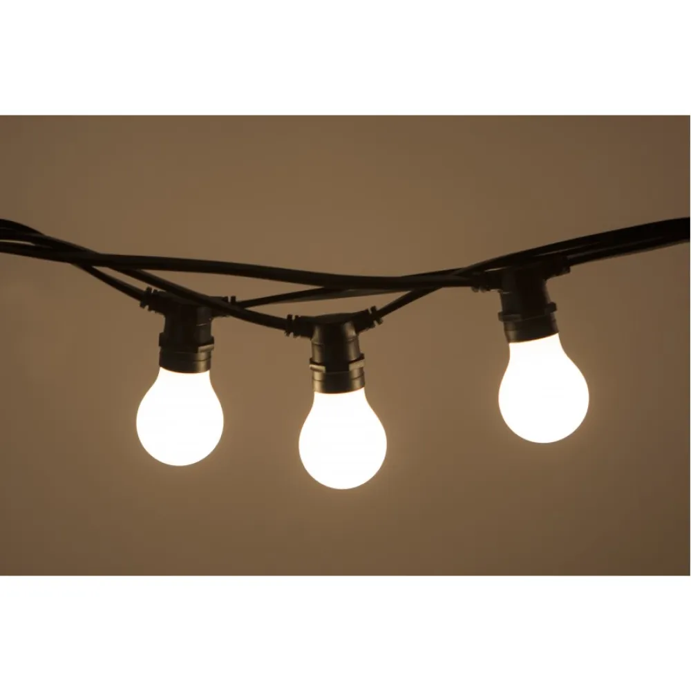 Ghirlanda Luminoasa 10M cu 10 Becuri LED Albe Mate, E27, 3W, Cablu Negru, Lumina Naturala, Conectabila 330M, de Exterior
