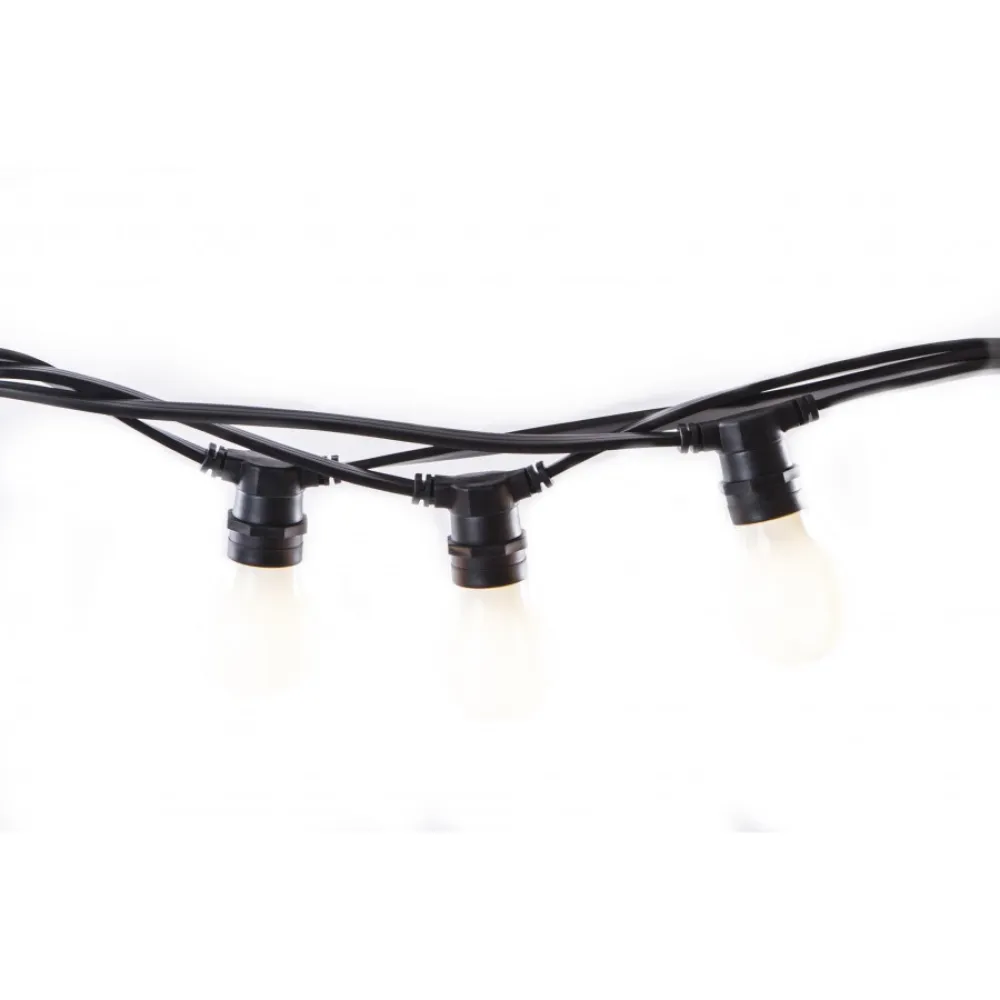 Ghirlanda Luminoasa 10M cu 10 Becuri LED Albe Mate, E27, 3W, Cablu Negru, Lumina Naturala, Conectabila 330M, de Exterior
