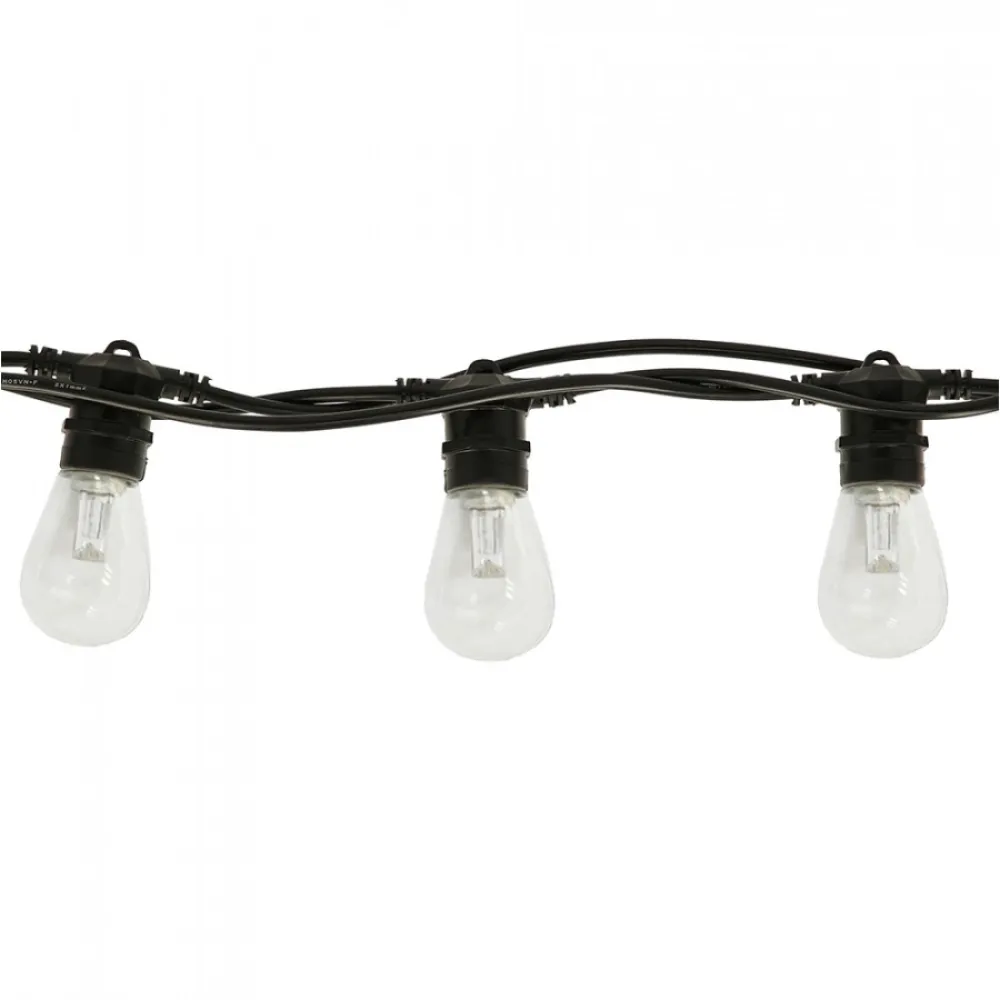 Ghirlanda Luminoasa 5M cu 10 Becuri LED, E27, 2W, Cablu Negru, Lumina Calda, Conectabila 250M, de Exterior