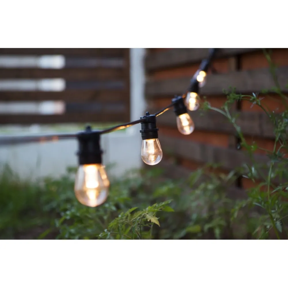 Ghirlanda Luminoasa 5M cu 10 Becuri LED, E27, 2W, Cablu Negru, Lumina Calda, Conectabila 250M, de Exterior