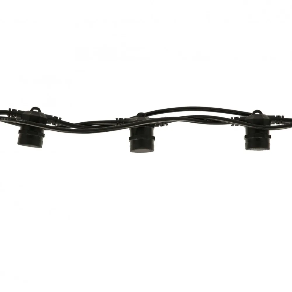 Ghirlanda Luminoasa 5M cu 10 Becuri LED, E27, 2W, Cablu Negru, Lumina Calda, Conectabila 250M, de Exterior
