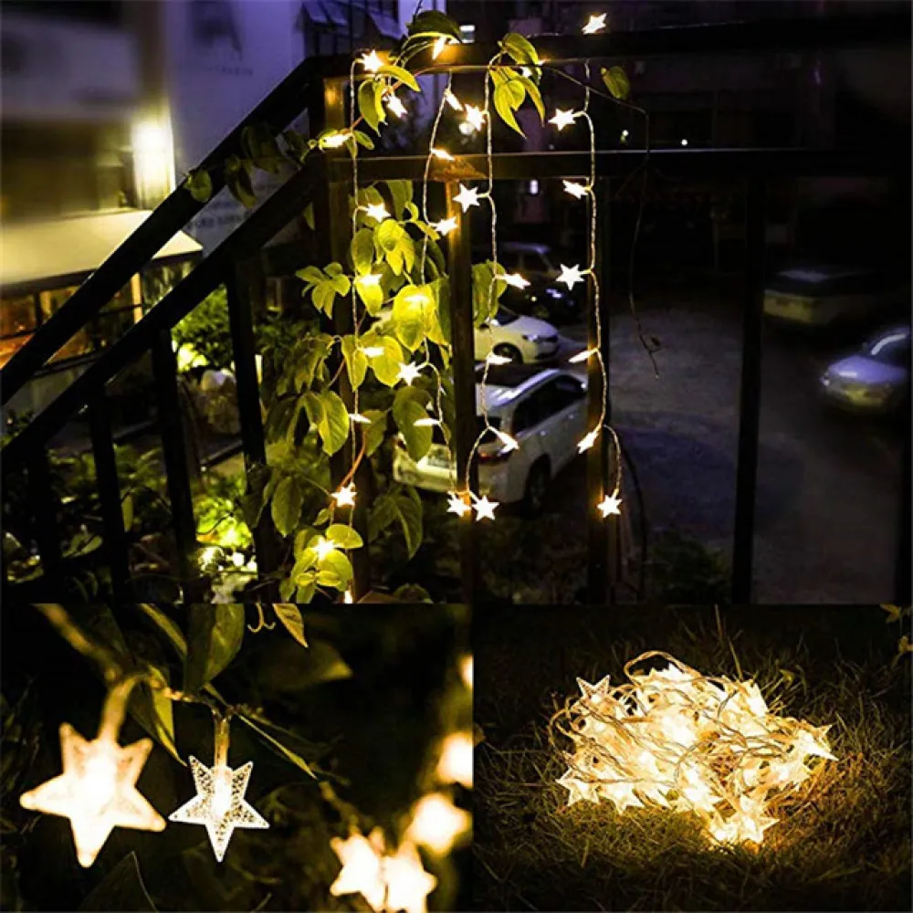 Ghirlanda Luminoasa Decorativa 100M cu 800 Stelute cu LED, Cablu Transparent, Lumina Calda, de Exterior