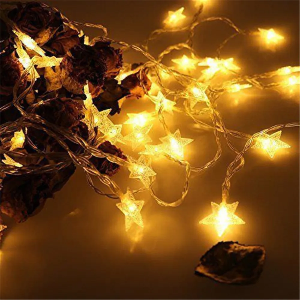 Ghirlanda Luminoasa Decorativa 100M cu 800 Stelute cu LED, Cablu Transparent, Lumina Calda, de Exterior
