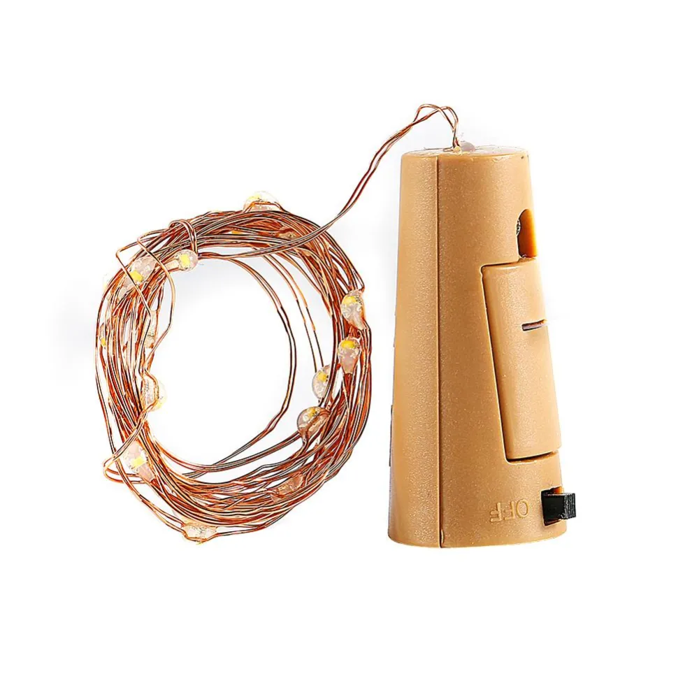 Ghirlanda Luminoasa Decorativa din Cupru 2m cu 20 LEDuri cu Dop, Lumina Calda, cu Baterii Incluse