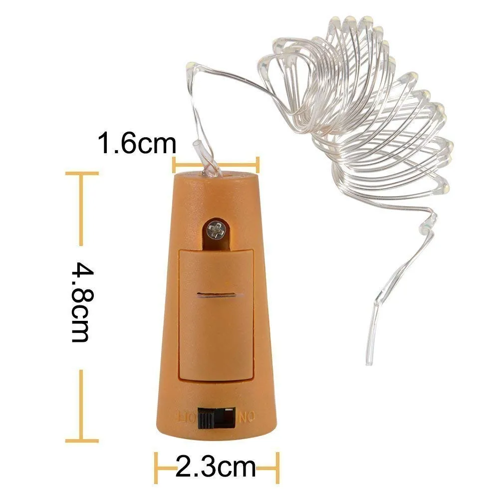 Ghirlanda Luminoasa Decorativa din Cupru 2m cu 20 LEDuri cu Dop, Lumina Calda, cu Baterii Incluse