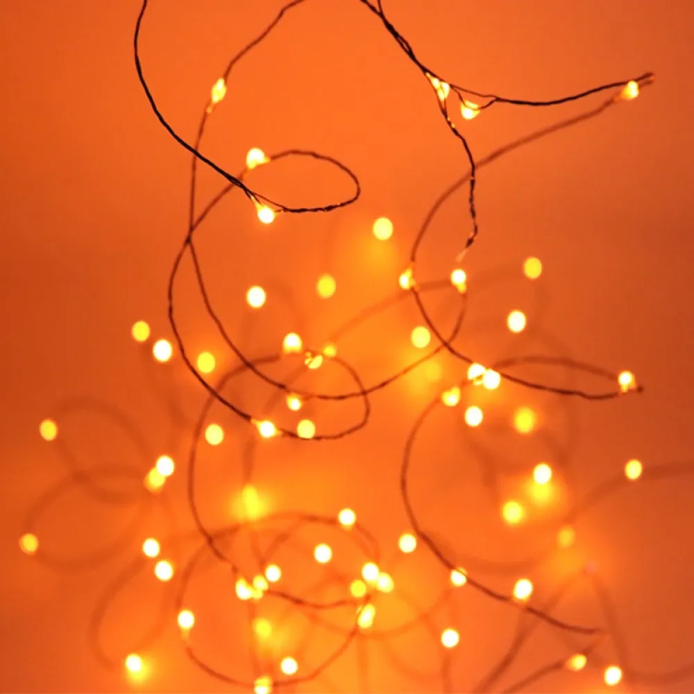 Ghirlanda Luminoasa Decorativa din Cupru Negru 10M cu 100 de LED-uri, Lumina Calda, de Exterior