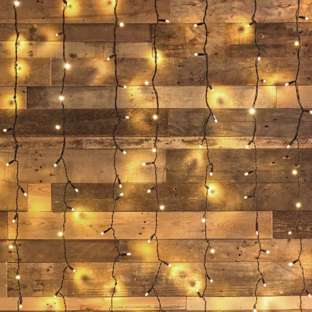 Perdea Luminoasa 3M x 2M, 340 LEDuri Mari, Cablu Negru, Lumina Calda, Conectabila 15M, de Exterior