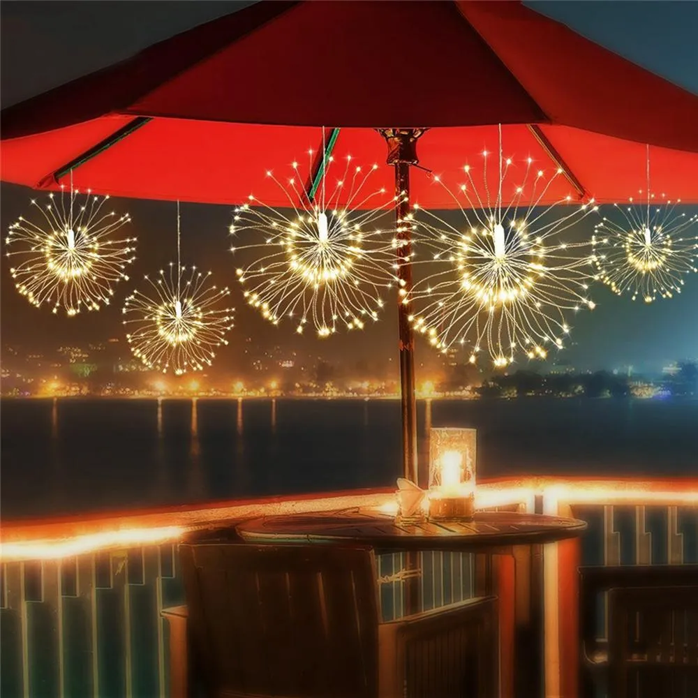 Lampa tip Artificii din Cupru cu 100 LEDuri si Telecomanda, Lumina Calda