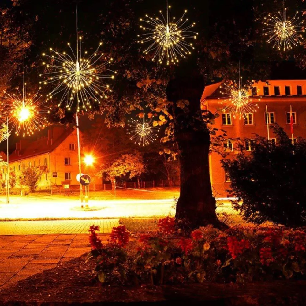 Lampa tip Artificii din Cupru cu 100 LEDuri si Telecomanda, Lumina Calda