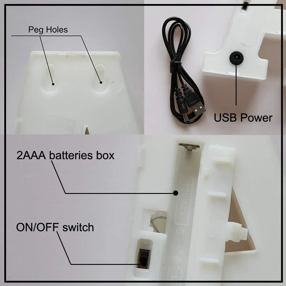 Cifre Volumetrice Luminoase cu Neon din Plastic cu Baterii si USB