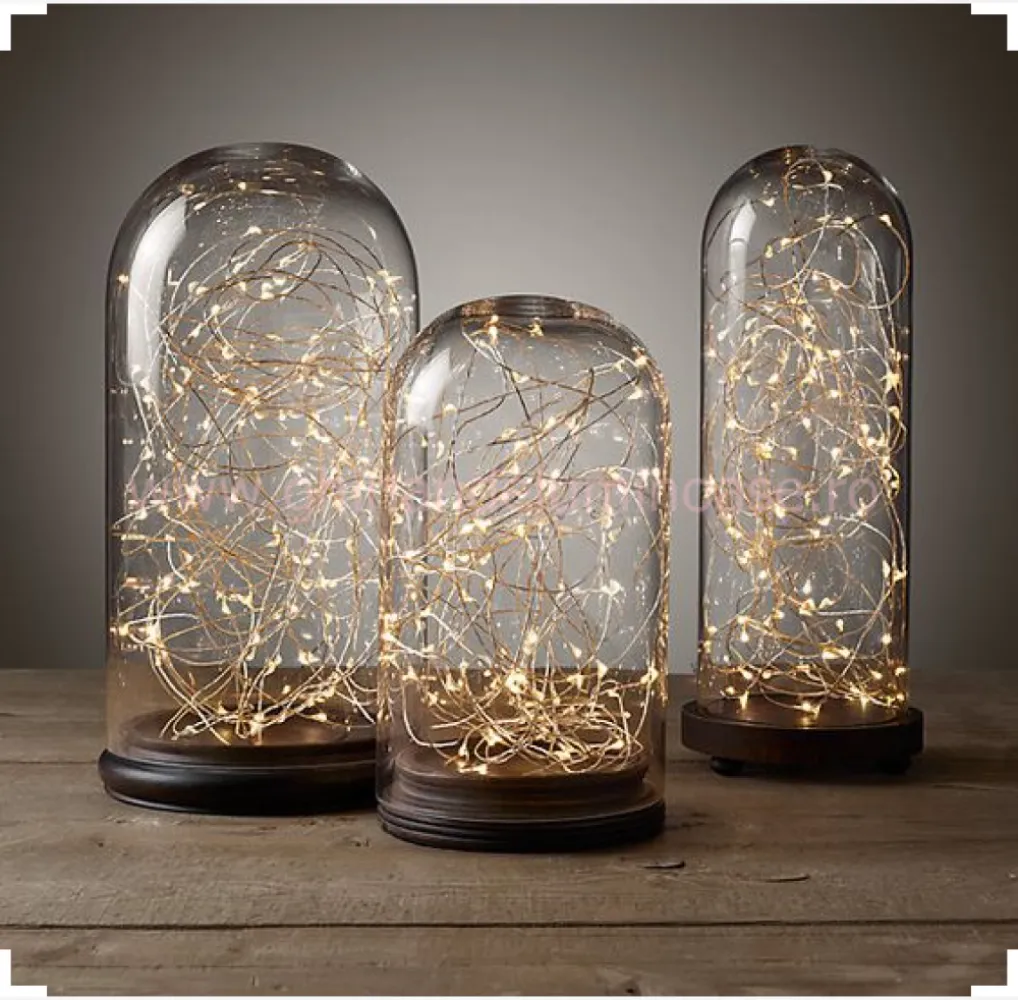 Ghirlanda Luminoasa Decorativa din Cupru 10M cu 100 LEDuri, Lumina Calda, cu Transformator si Telecomanda, de Exterior