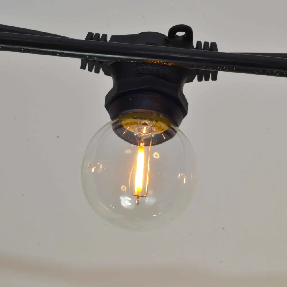 Ghirlandă Luminoasă Profesională cu Becuri Bec Retro LED, 0.5W, din Sticla, E14, G40, Lumina Foarte Calda, de Exterior G40 - Sferă fără Pendul